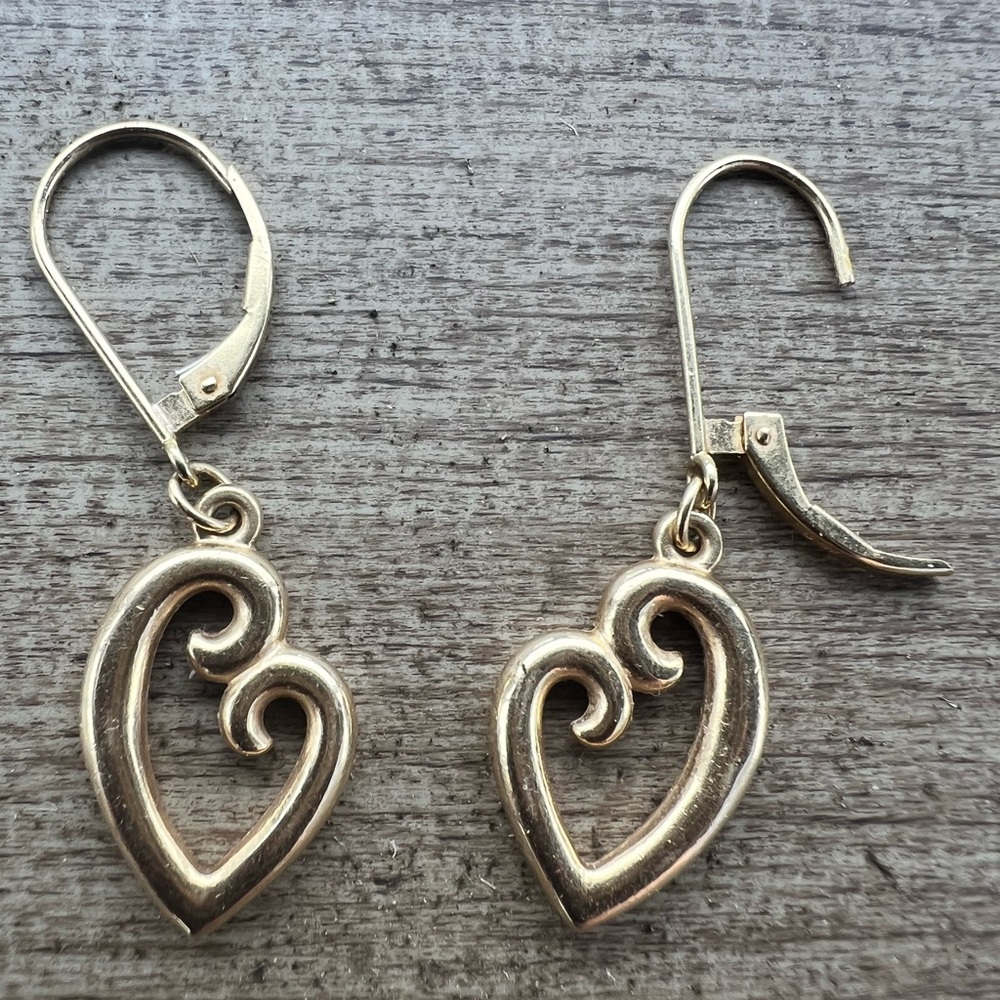 James Avery 14k leverback mothers love earrings retired large sized.